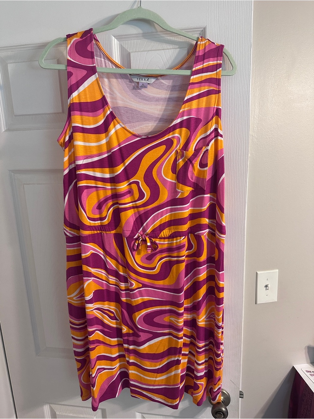 Serra Vibrant Pink and Orange Swirl Tank Dress